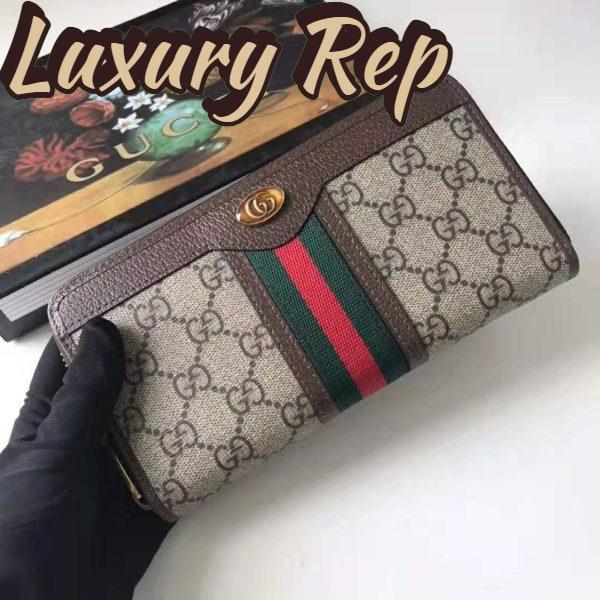 Replica Gucci GG Unisex Ophidia GG Zip Around Wallet in Beige/Ebony GG Supreme Canvas 5