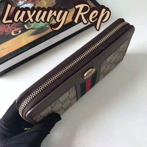 Replica Gucci GG Unisex Ophidia GG Zip Around Wallet in Beige/Ebony GG Supreme Canvas 7