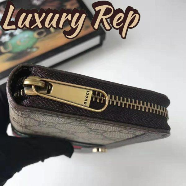 Replica Gucci GG Unisex Ophidia GG Zip Around Wallet in Beige/Ebony GG Supreme Canvas 10
