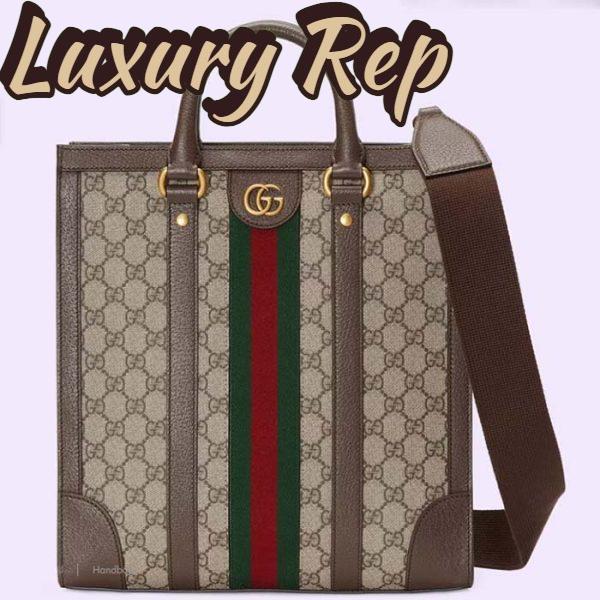 Replica Gucci GG Unisex Ophidia Medium Tote Bag Beige Ebony GG Supreme Canvas