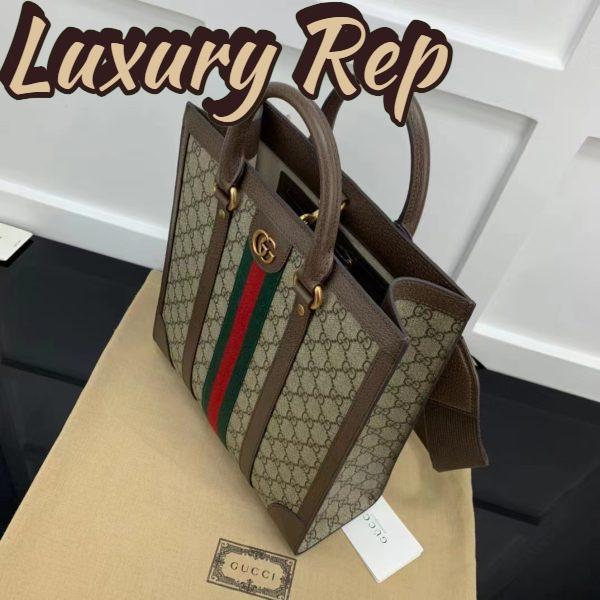 Replica Gucci GG Unisex Ophidia Medium Tote Bag Beige Ebony GG Supreme Canvas 5