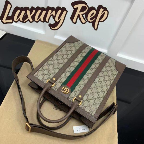 Replica Gucci GG Unisex Ophidia Medium Tote Bag Beige Ebony GG Supreme Canvas 6