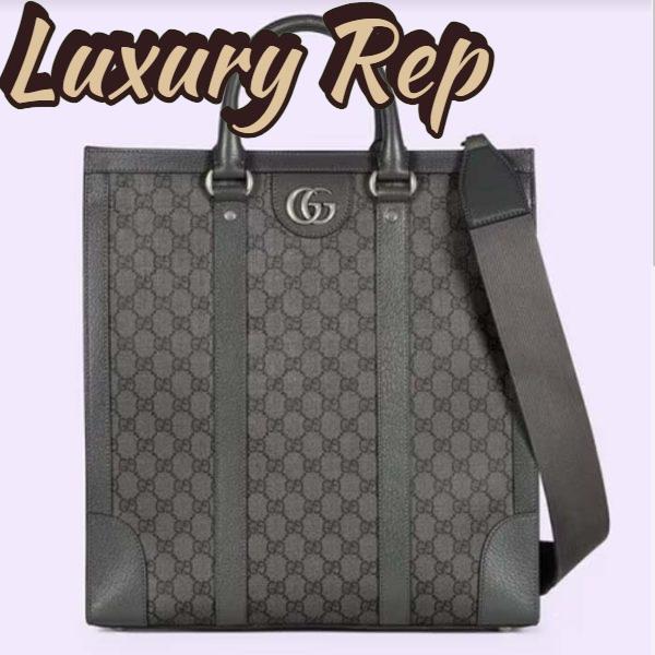 Replica Gucci GG Unisex Ophidia Medium Tote Bag Grey Black GG Supreme Canvas