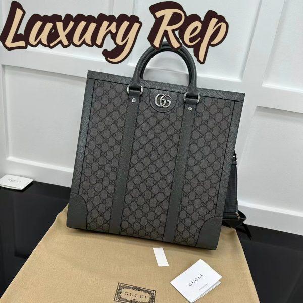 Replica Gucci GG Unisex Ophidia Medium Tote Bag Grey Black GG Supreme Canvas 3
