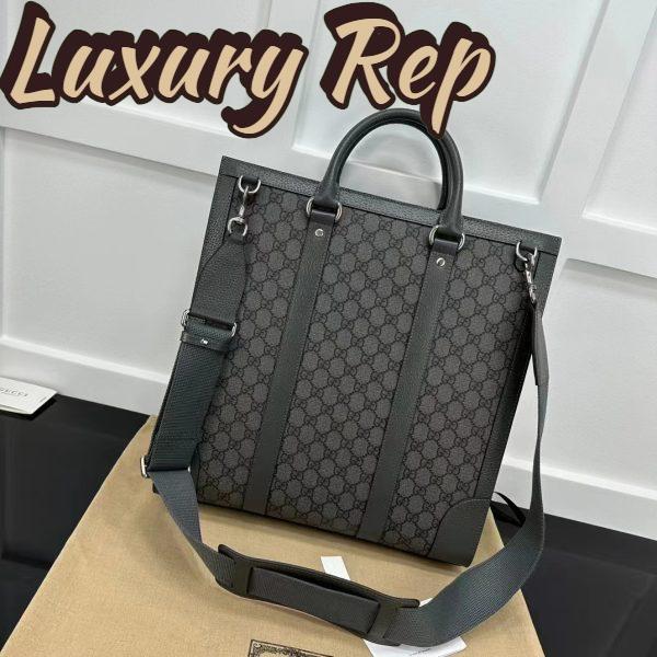 Replica Gucci GG Unisex Ophidia Medium Tote Bag Grey Black GG Supreme Canvas 4
