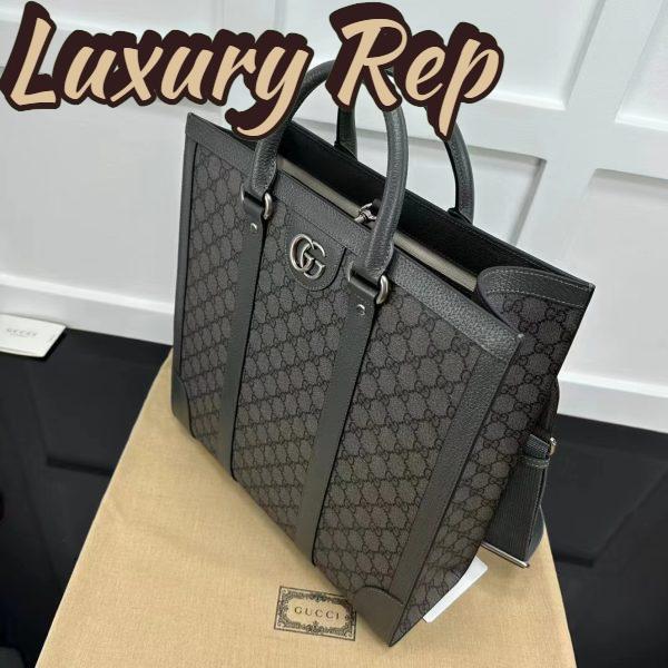 Replica Gucci GG Unisex Ophidia Medium Tote Bag Grey Black GG Supreme Canvas 5