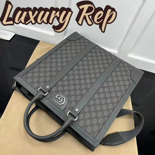 Replica Gucci GG Unisex Ophidia Medium Tote Bag Grey Black GG Supreme Canvas 6
