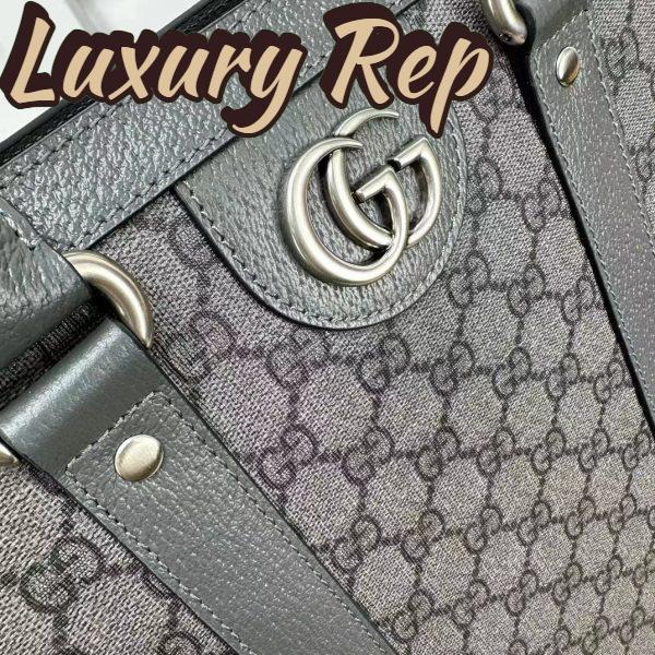 Replica Gucci GG Unisex Ophidia Medium Tote Bag Grey Black GG Supreme Canvas 9