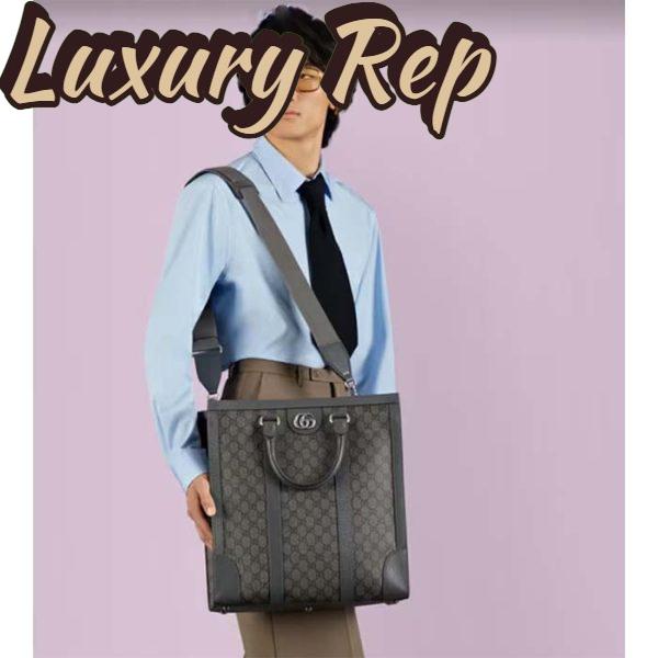 Replica Gucci GG Unisex Ophidia Medium Tote Bag Grey Black GG Supreme Canvas 12
