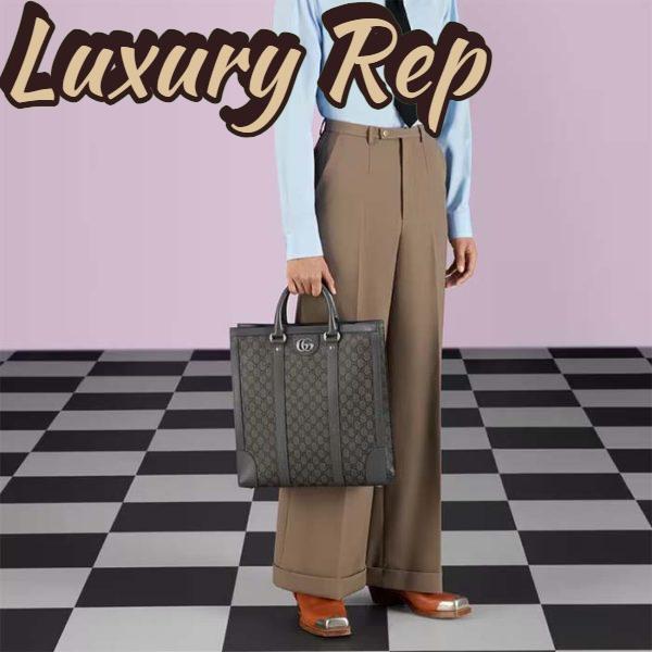 Replica Gucci GG Unisex Ophidia Medium Tote Bag Grey Black GG Supreme Canvas 13
