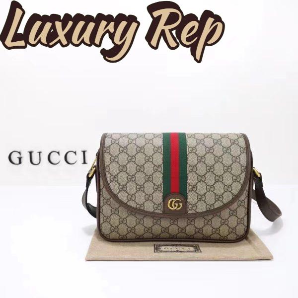 Replica Gucci GG Unisex Ophidia Messenger Bag Beige Ebony GG Supreme Canvas Double G 3