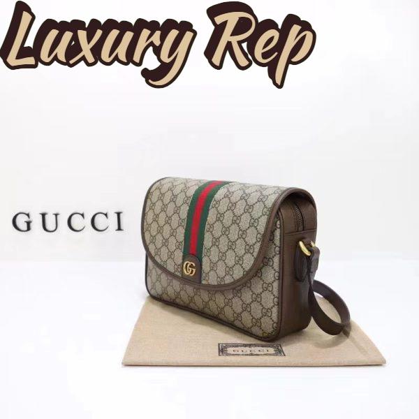 Replica Gucci GG Unisex Ophidia Messenger Bag Beige Ebony GG Supreme Canvas Double G 4