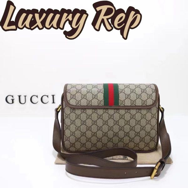 Replica Gucci GG Unisex Ophidia Messenger Bag Beige Ebony GG Supreme Canvas Double G 5