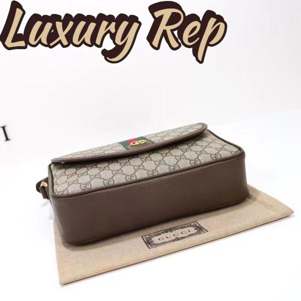 Replica Gucci GG Unisex Ophidia Messenger Bag Beige Ebony GG Supreme Canvas Double G 6