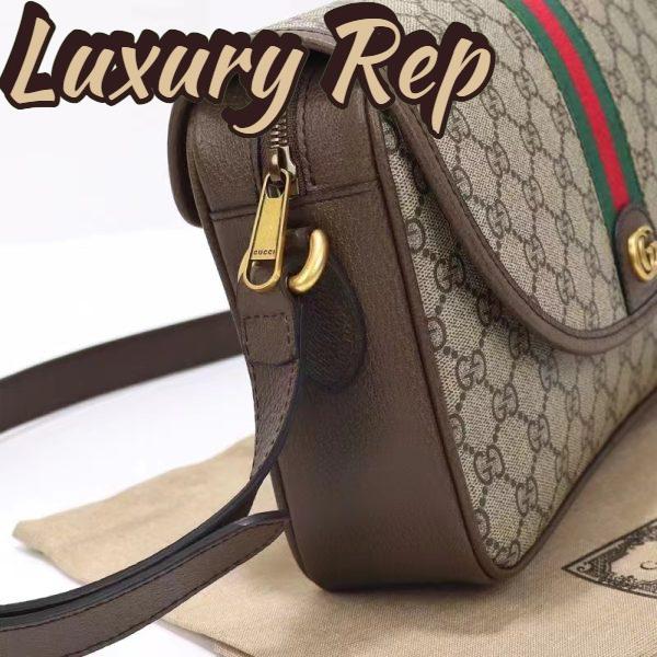 Replica Gucci GG Unisex Ophidia Messenger Bag Beige Ebony GG Supreme Canvas Double G 9