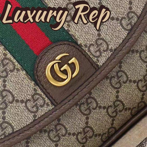 Replica Gucci GG Unisex Ophidia Messenger Bag Beige Ebony GG Supreme Canvas Double G 10