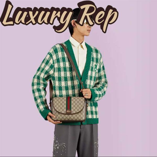 Replica Gucci GG Unisex Ophidia Messenger Bag Beige Ebony GG Supreme Canvas Double G 13
