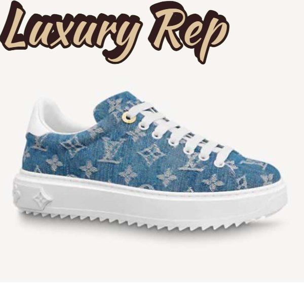 Replica Louis Vuitton Women Time Out Sneaker Blue Monogram Denim