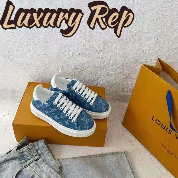 Replica Louis Vuitton Women Time Out Sneaker Blue Monogram Denim 3