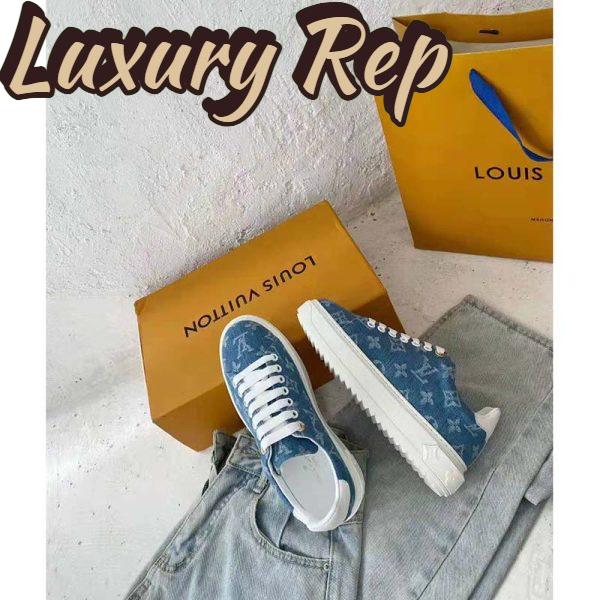 Replica Louis Vuitton Women Time Out Sneaker Blue Monogram Denim 4