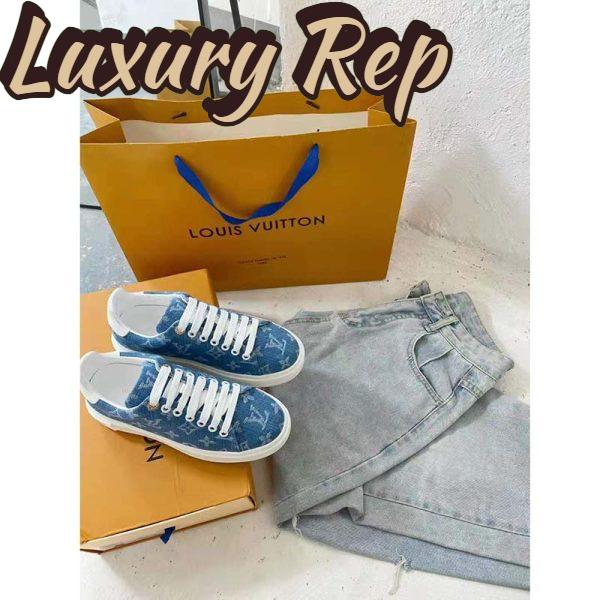 Replica Louis Vuitton Women Time Out Sneaker Blue Monogram Denim 6