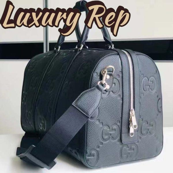 Replica Gucci GG Unisex Jumbo GG Small Duffle Bag Black Leather Zip Closure 5