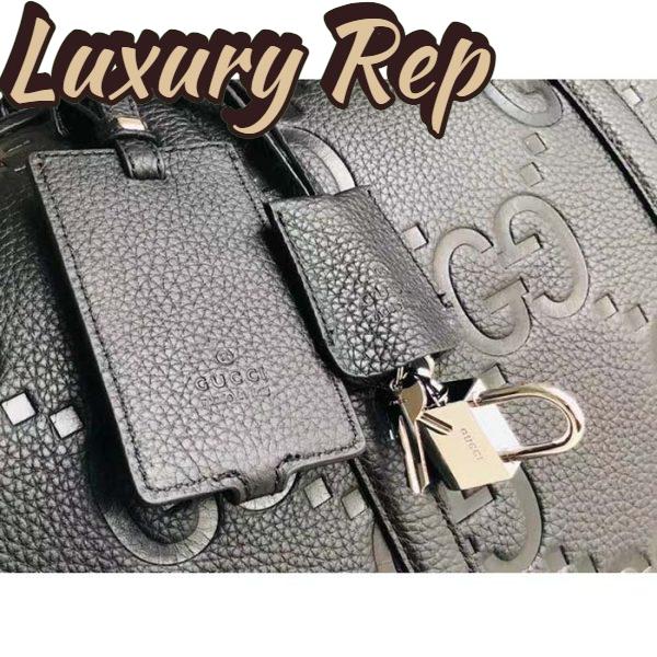 Replica Gucci GG Unisex Jumbo GG Small Duffle Bag Black Leather Zip Closure 8
