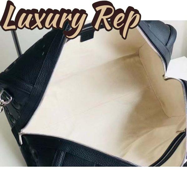 Replica Gucci GG Unisex Jumbo GG Small Duffle Bag Black Leather Zip Closure 9