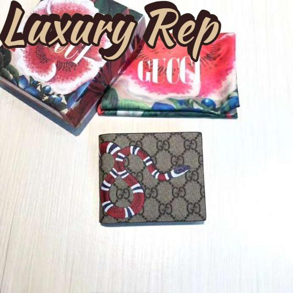 Replica Gucci GG Unisex Kingsnake Print GG Supreme Coin Wallet-Beige 3