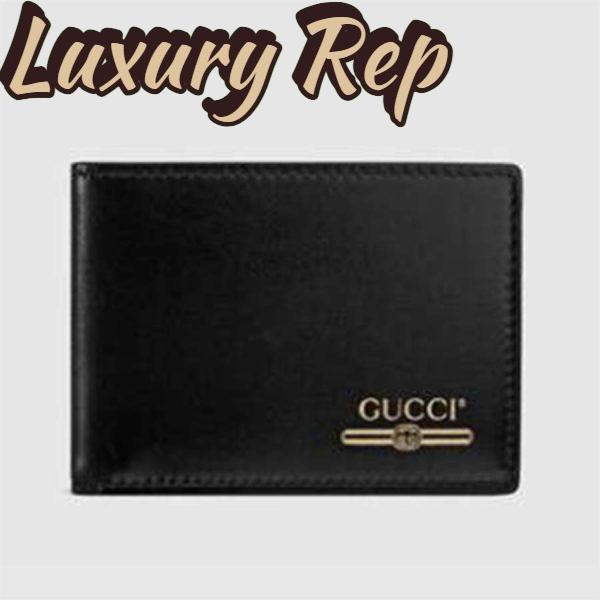 Replica Gucci GG Unisex Leather Mini Wallet with Gucci Logo in Black Leather 2