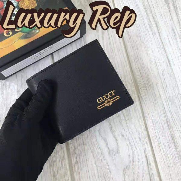 Replica Gucci GG Unisex Leather Mini Wallet with Gucci Logo in Black Leather 5