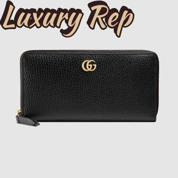 Replica Gucci GG Unisex Leather Zip Around Wallet in Black Leather