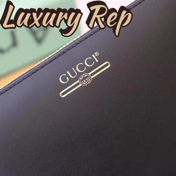 Replica Gucci GG Unisex Leather Zip Around Wallet with Gucci Logo in Black Leather 8