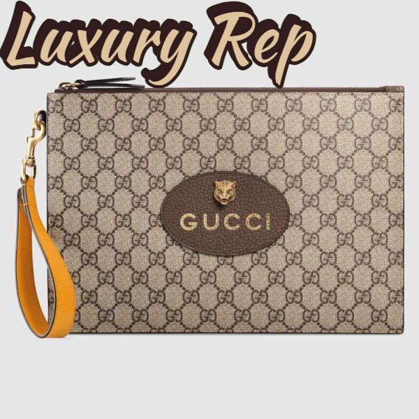 Replica Gucci GG Unisex Neo Vintage GG Supreme Pouch in Beige/Ebony GG Supreme Canvas