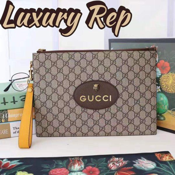 Replica Gucci GG Unisex Neo Vintage GG Supreme Pouch in Beige/Ebony GG Supreme Canvas 3