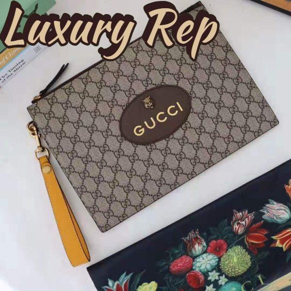 Replica Gucci GG Unisex Neo Vintage GG Supreme Pouch in Beige/Ebony GG Supreme Canvas 4
