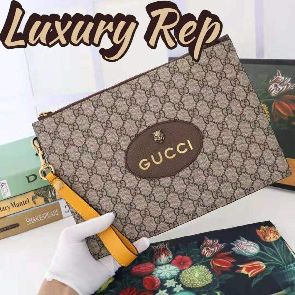 Replica Gucci GG Unisex Neo Vintage GG Supreme Pouch in Beige/Ebony GG Supreme Canvas 6