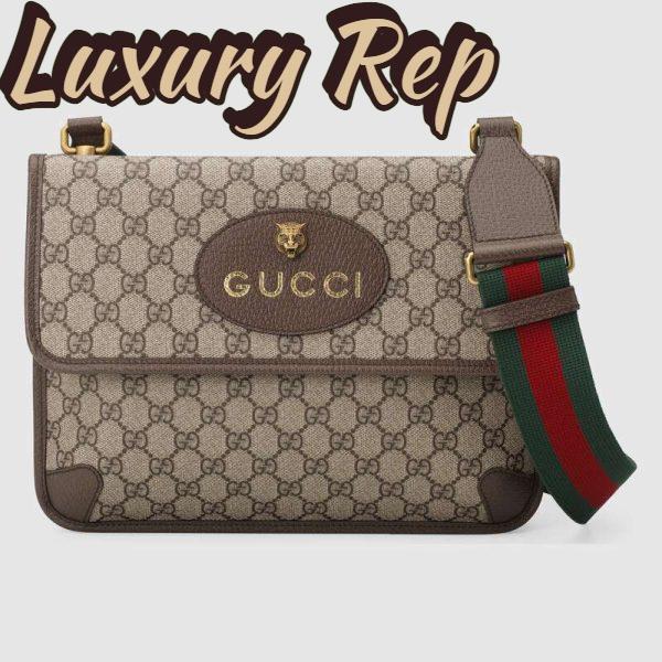 Replica Gucci GG Unisex Neo Vintage Messenger Bag in Beige/Ebony GG Supreme Canvas