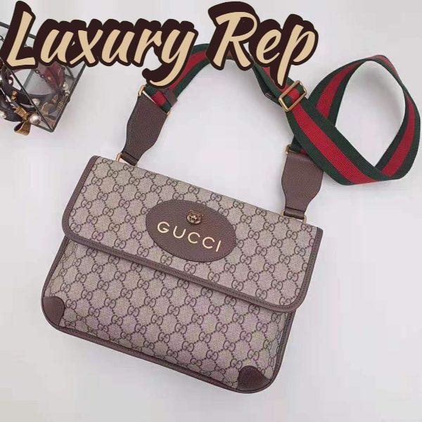 Replica Gucci GG Unisex Neo Vintage Messenger Bag in Beige/Ebony GG Supreme Canvas 4