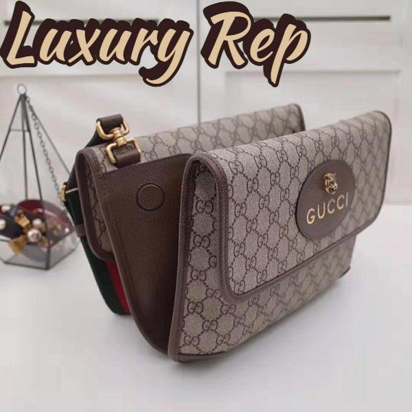 Replica Gucci GG Unisex Neo Vintage Messenger Bag in Beige/Ebony GG Supreme Canvas 6