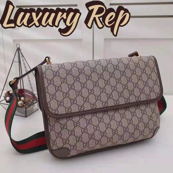 Replica Gucci GG Unisex Neo Vintage Messenger Bag in Beige/Ebony GG Supreme Canvas 7