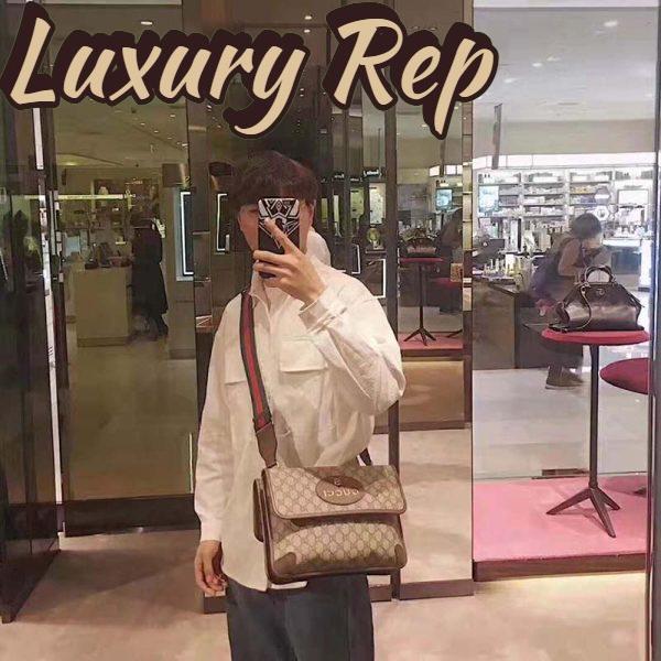 Replica Gucci GG Unisex Neo Vintage Messenger Bag in Beige/Ebony GG Supreme Canvas 12