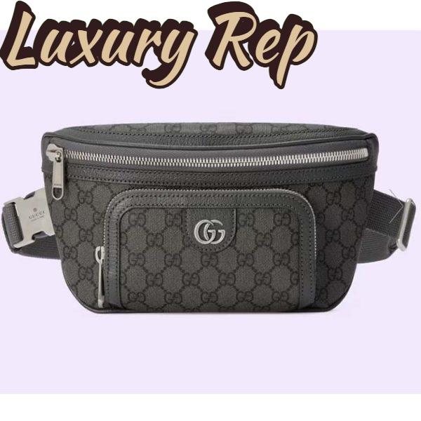 Replica Gucci GG Unisex Ophidia Belt Bag Grey Black GG Supreme Canvas Double G