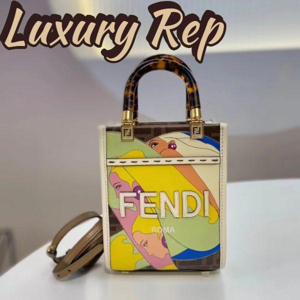 Replica Fendi Women Mini Sunshine Shopper FF Printed Fabric Mini Bag 3