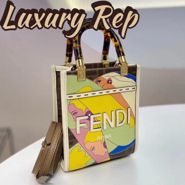 Replica Fendi Women Mini Sunshine Shopper FF Printed Fabric Mini Bag 4