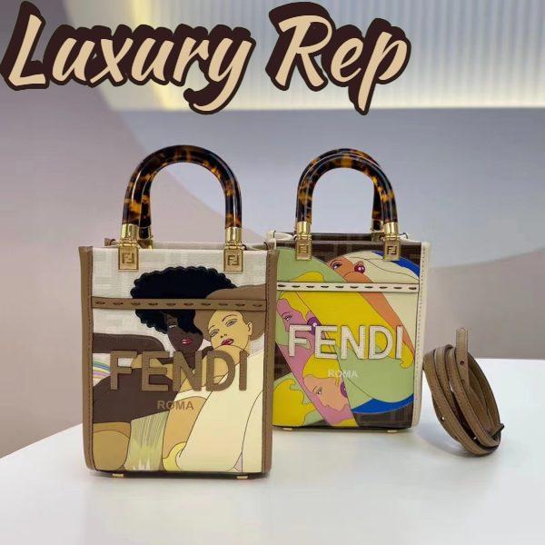 Replica Fendi Women Mini Sunshine Shopper FF Printed Fabric Mini Bag 8