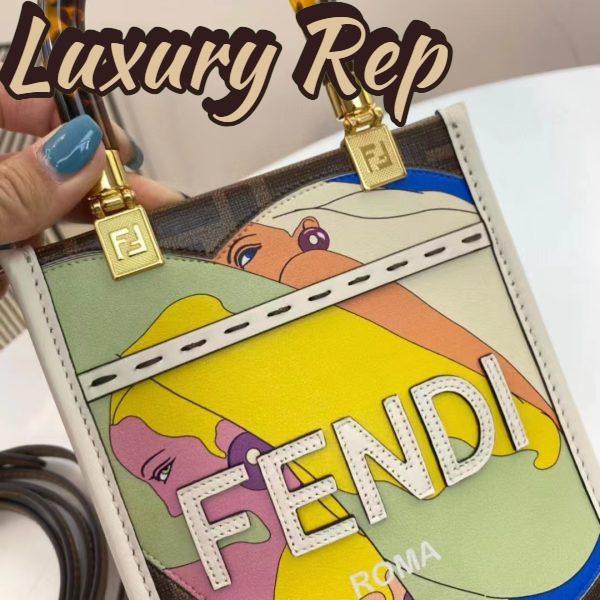 Replica Fendi Women Mini Sunshine Shopper FF Printed Fabric Mini Bag 9