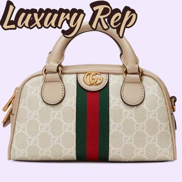 Replica Gucci GG Unisex Ophidia Mini GG Top Handle Bag Beige White Supreme Canvas 2