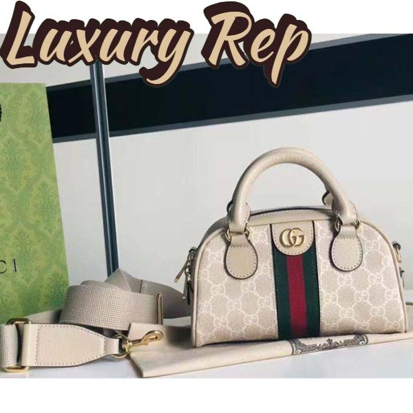 Replica Gucci GG Unisex Ophidia Mini GG Top Handle Bag Beige White Supreme Canvas 3