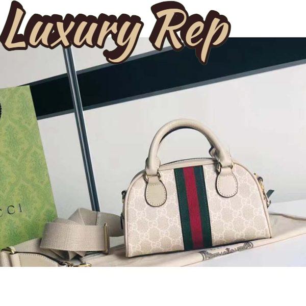 Replica Gucci GG Unisex Ophidia Mini GG Top Handle Bag Beige White Supreme Canvas 4